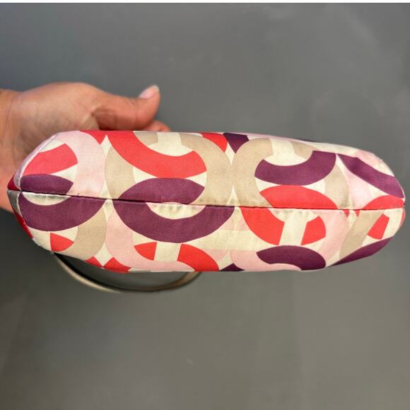 COACH 1941 Satin Chain Logo Kristin OP Art Multicolor wristlet Top Zip - Picture 5 of 11